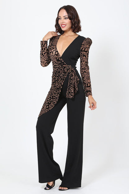 Buckle Detail Leopard Jumpsuit