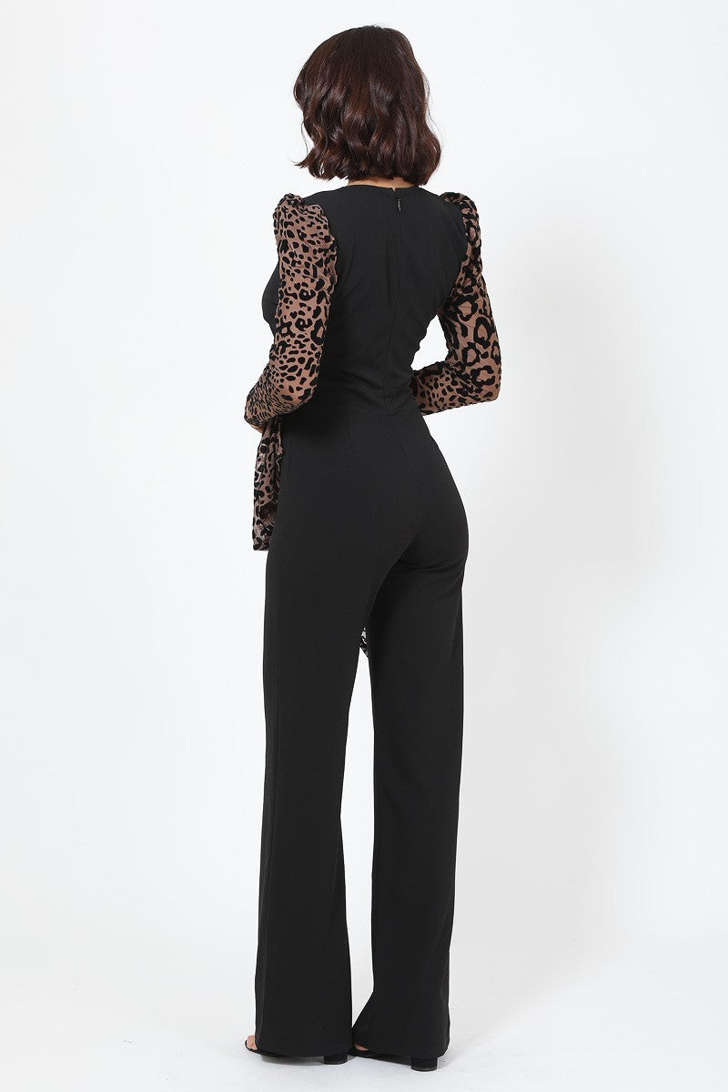 Buckle Detail Leopard Jumpsuit