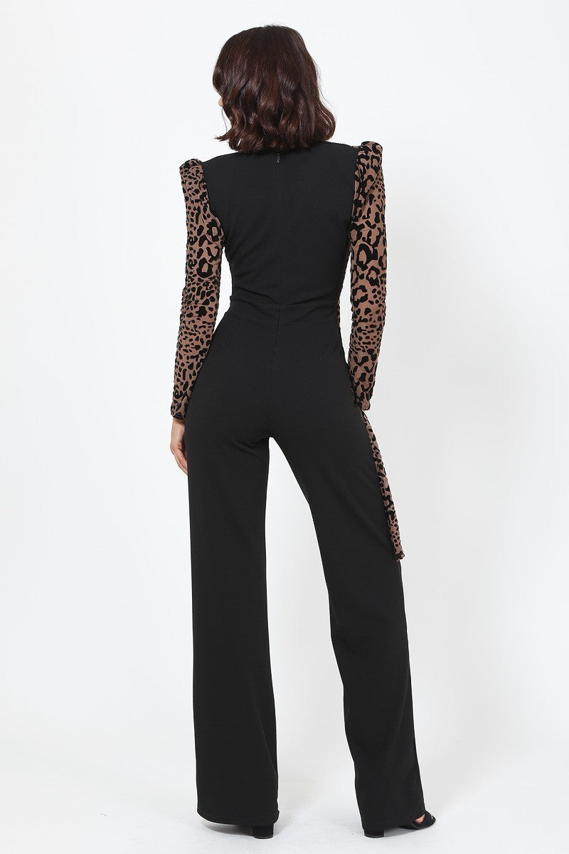 Buckle Detail Leopard Jumpsuit