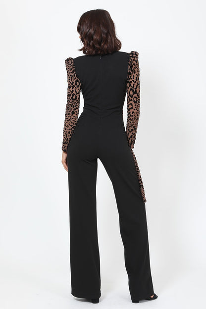 Buckle Detail Leopard Jumpsuit