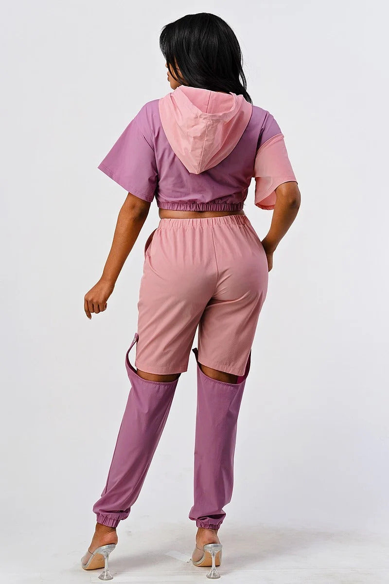 Color Block Hoodie & Bottom Set