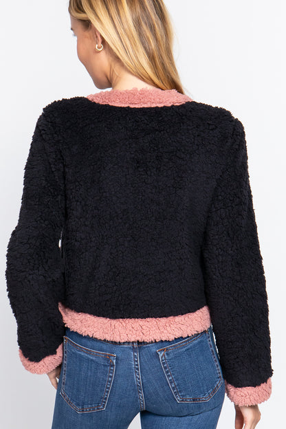 Pocket Faux Fur Jacket