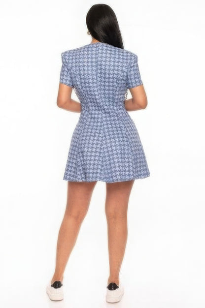 Houndstooth Chain-Belt Dress