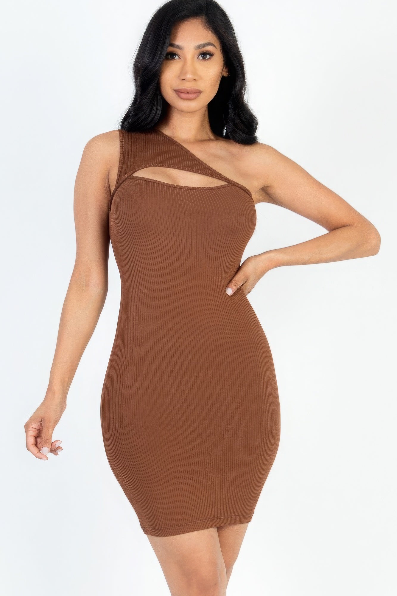 One Shoulder Cutout Mini Dress