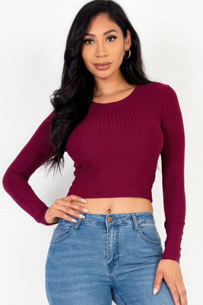 Long Sleeve Basic Crop Top
