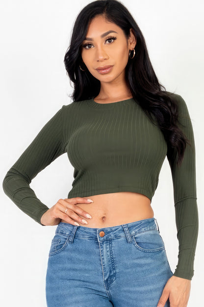 Long Sleeve Basic Crop Top