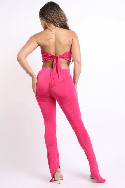 Hot Pink Tube Top & Pants Set