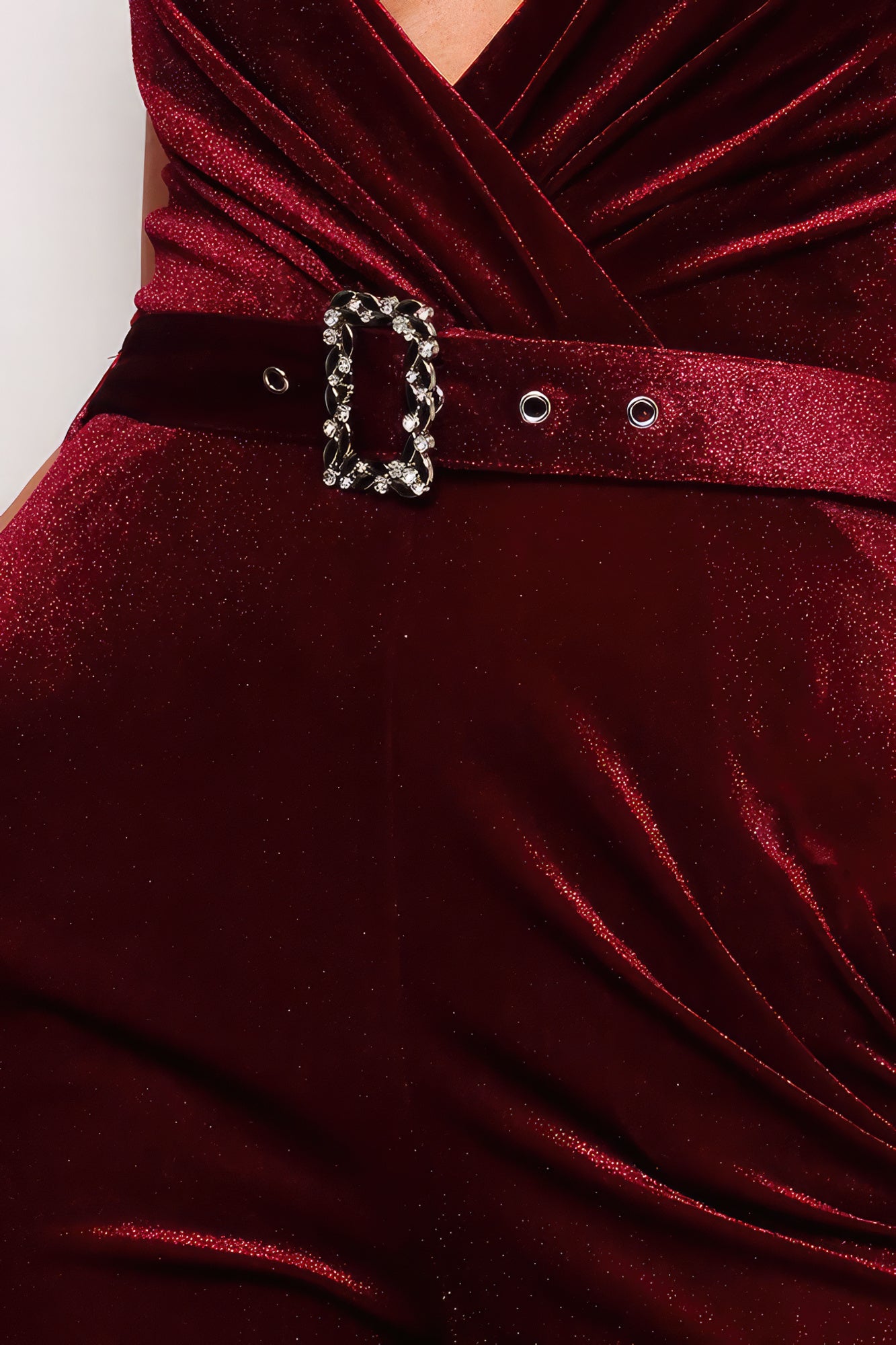 Rhinestone Belt Velvet Jumpsuit