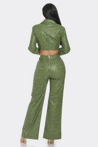 Faux Leather Rhinestone Detail Set