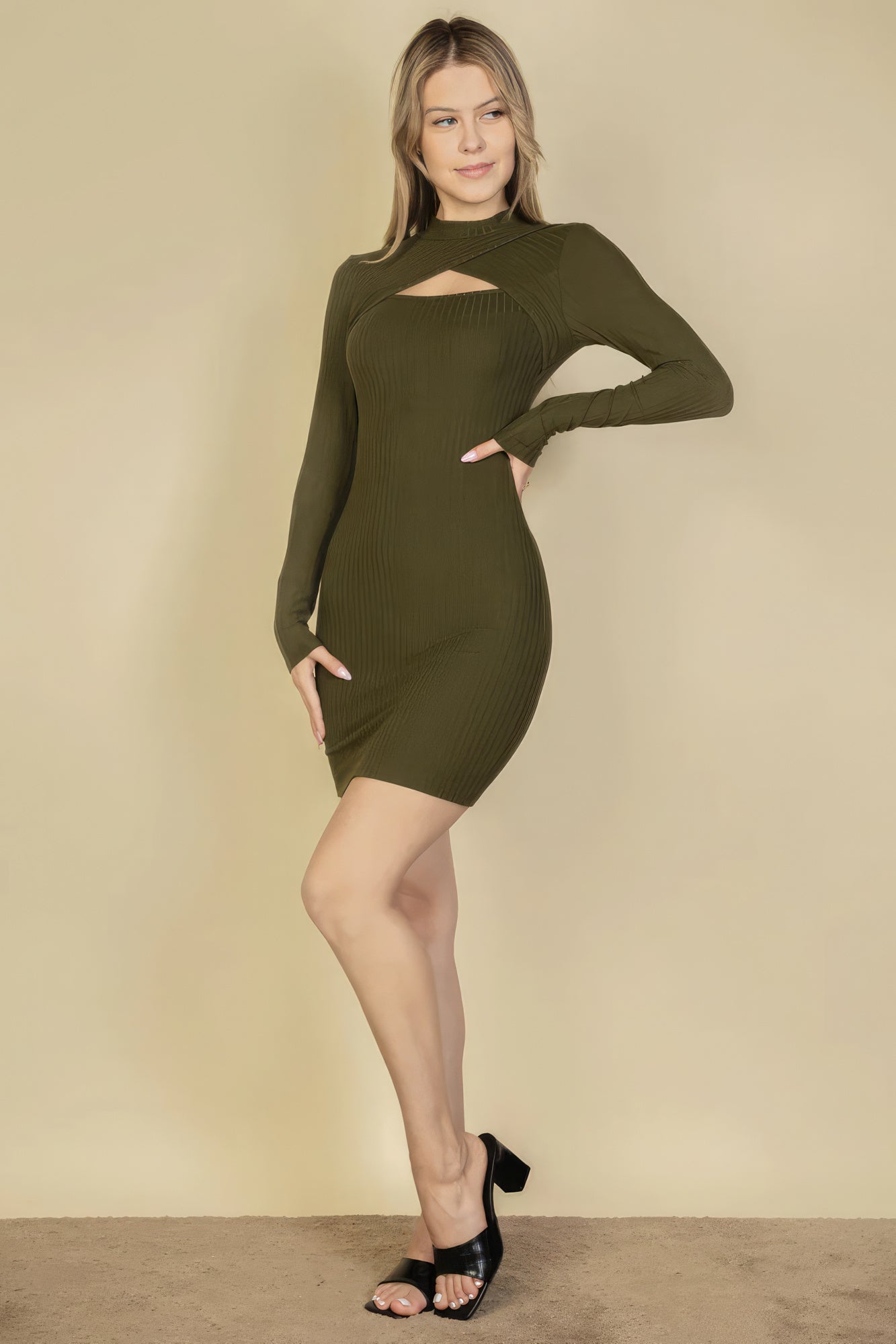 Cutout Long Sleeve Mini Dress