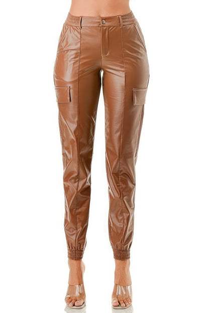 Lined Fleece Faux Leather Pants