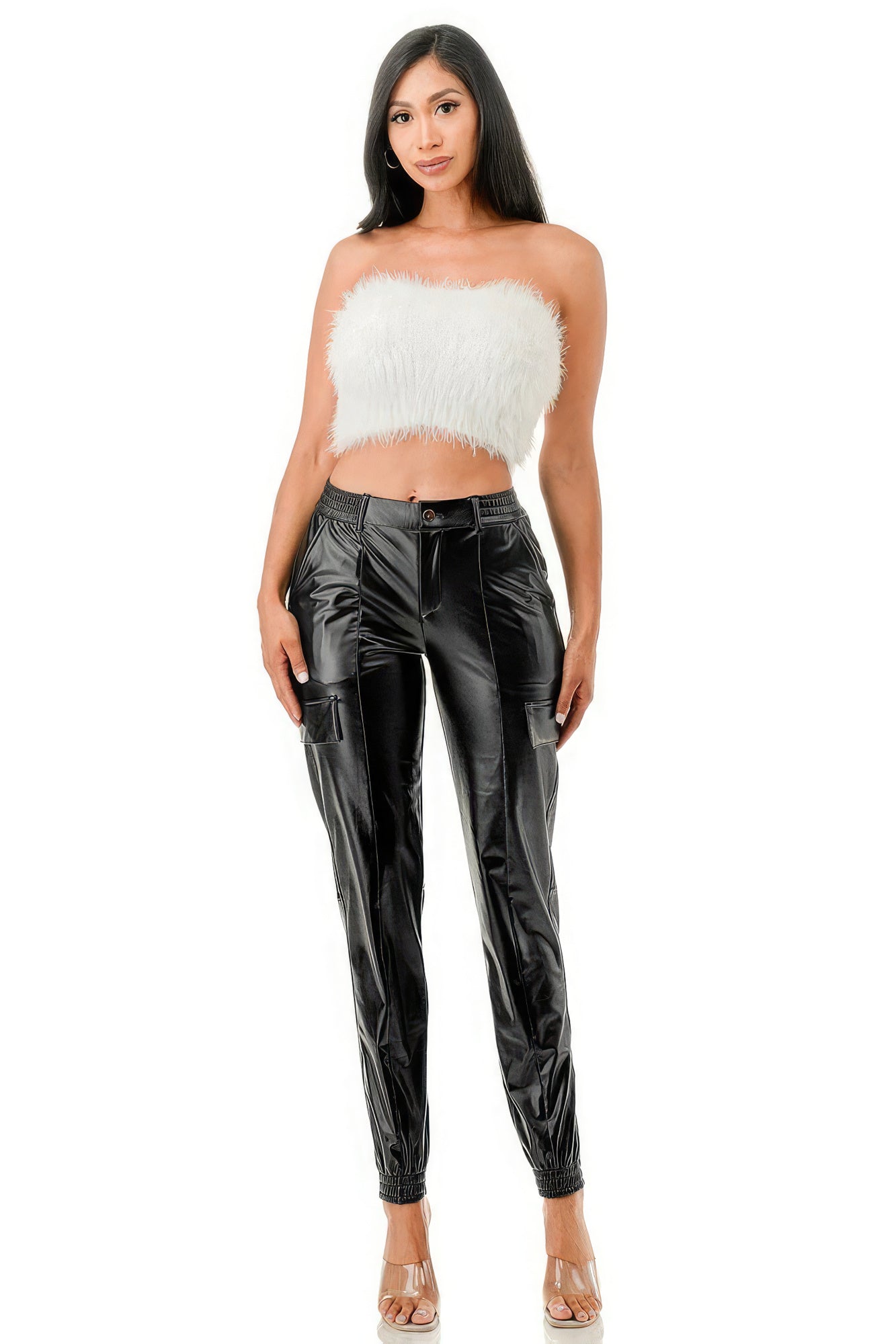 Lined Fleece Faux Leather Pants