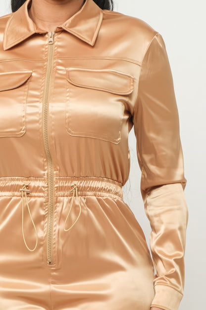 Satin Zipper Jumpsuit