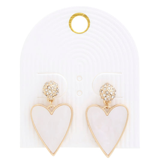 Heart Rhinestone Bead Dangle Earrings
