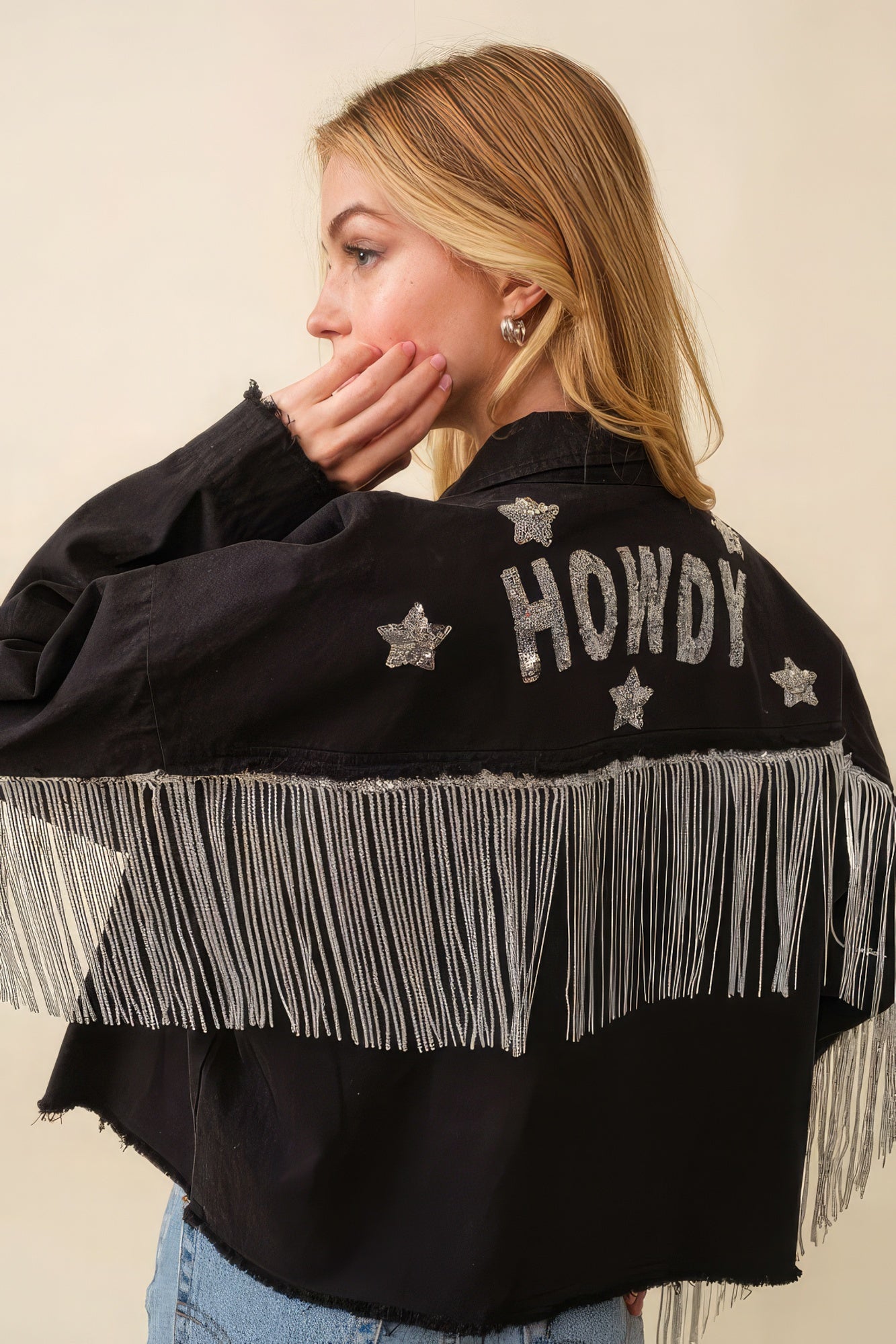 Howdy Sequin Glam Fringe Jacket