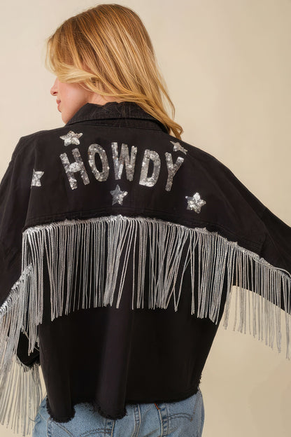Howdy Sequin Glam Fringe Jacket