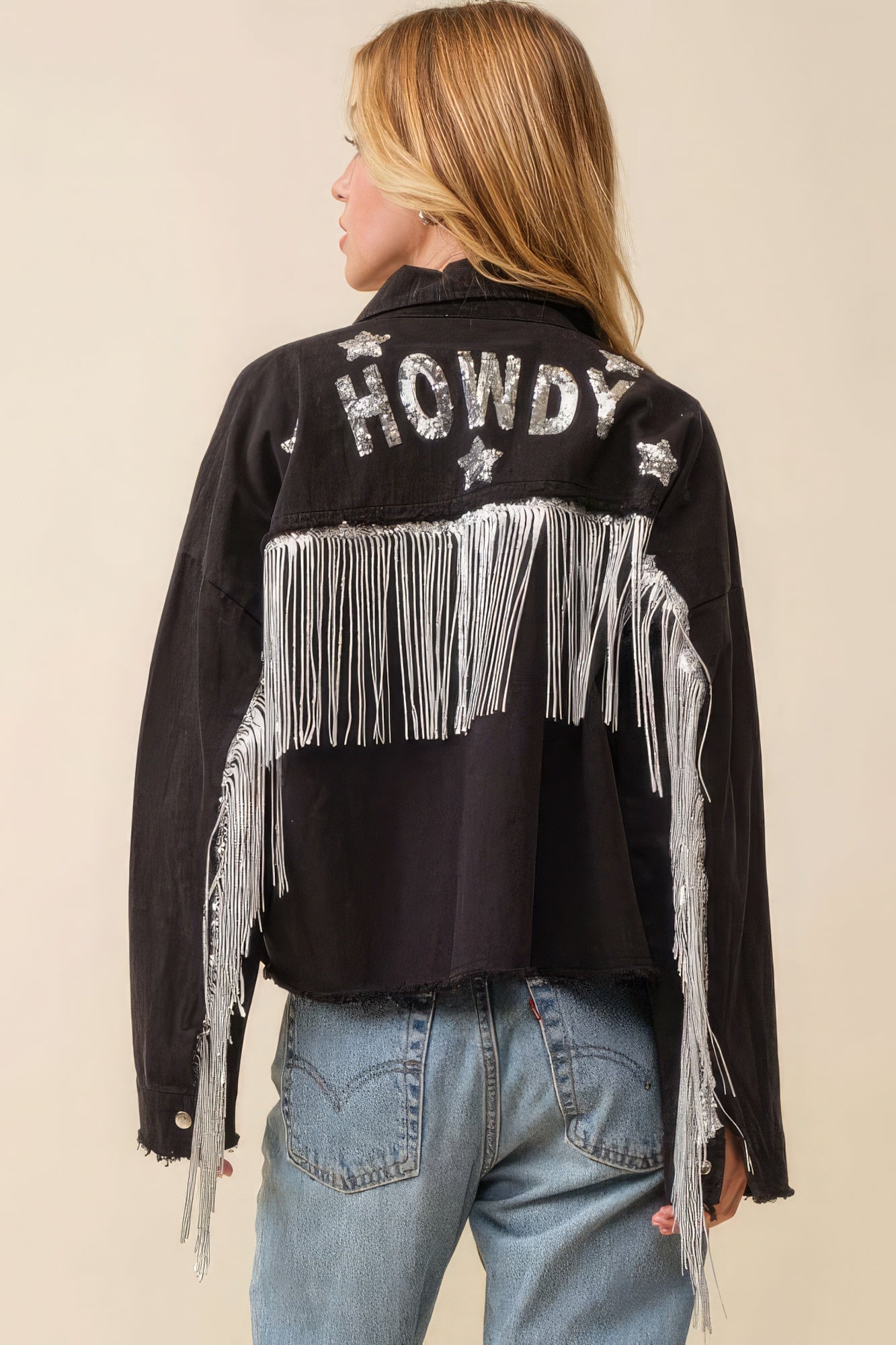 Howdy Sequin Glam Fringe Jacket