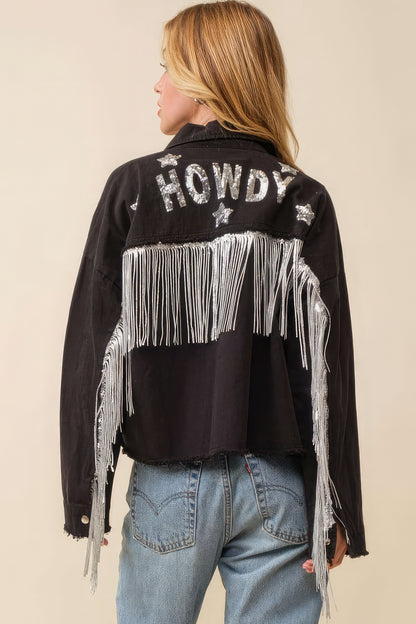 Howdy Sequin Glam Fringe Jacket