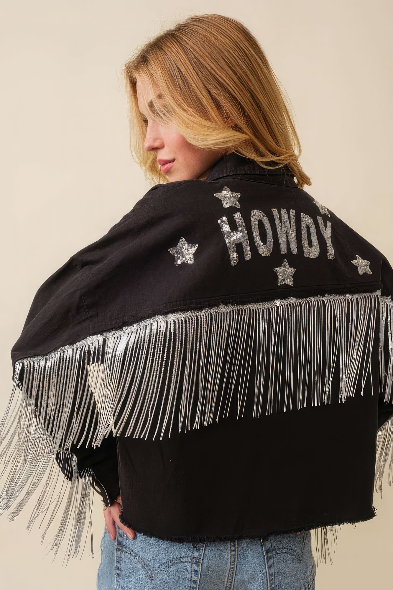Howdy Sequin Glam Fringe Jacket