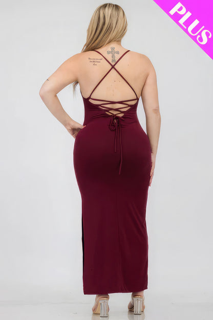 Crisscross Back Slit Thigh Maxi Dress