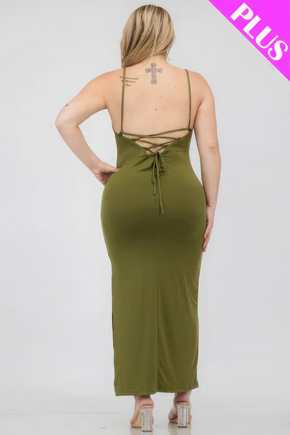 Crisscross Back Slit Thigh Maxi Dress