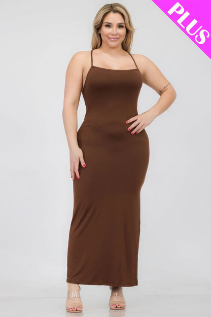 Crisscross Back Slit Thigh Maxi Dress