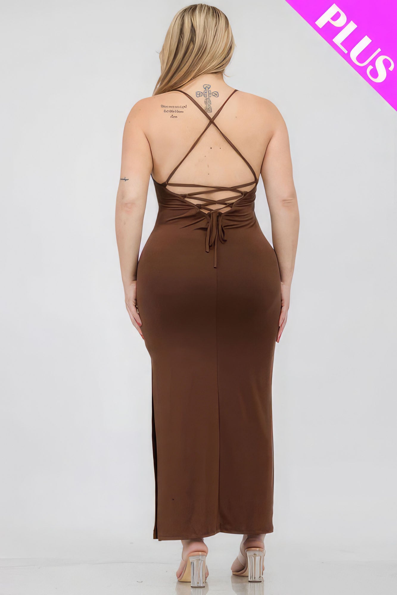 Crisscross Back Slit Thigh Maxi Dress