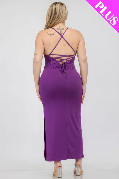 Crisscross Back Slit Thigh Maxi Dress