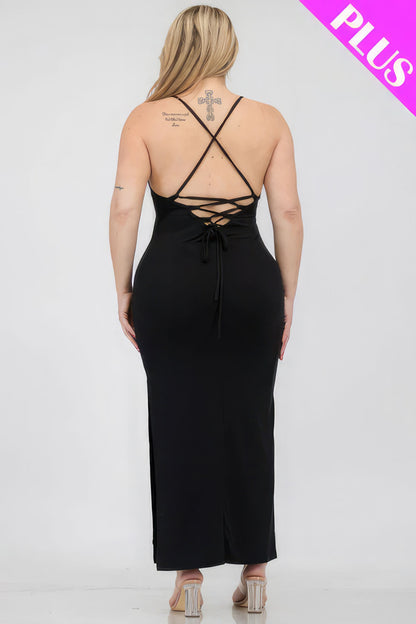 Crisscross Back Slit Thigh Maxi Dress