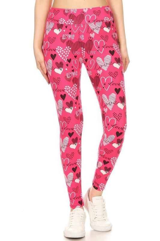 Pink Hearts Buttery Soft Yoga Leggings