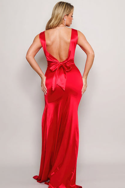 Sleeveless Back Bow Maxi Dress
