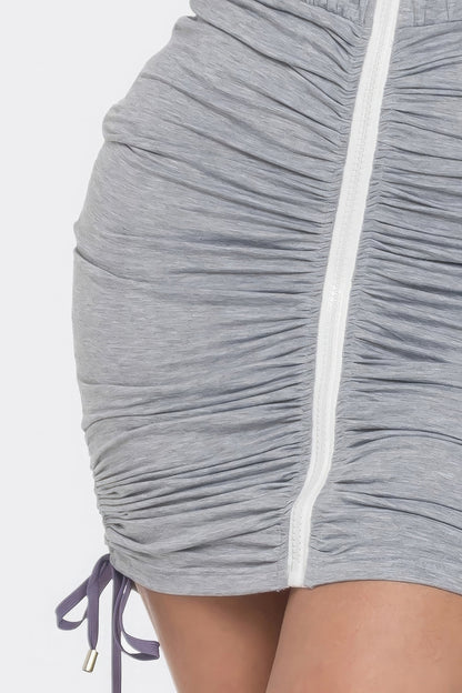 Ruched Zipper Mini Dress
