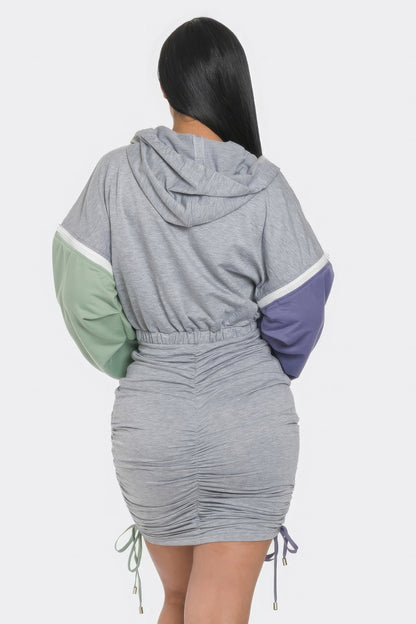 Ruched Zipper Mini Dress