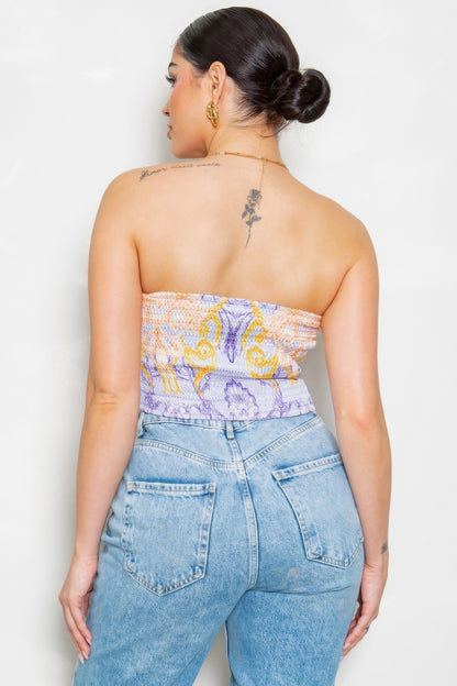 Strapless Satin Scarf Top